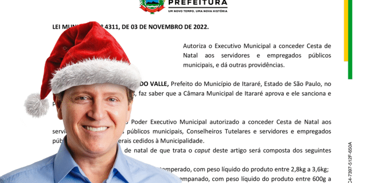 Capa da matéria do Jornal Folha Sudeste sobre a análise dos custos dos kits natalinos e a lei sancionada pelo ex-prefeito Heliton do Valle em Itararé.