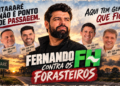 Arte da Folha Sudeste sobre a disputa para deputado estadual em Itararé, com Fernando FH em destaque e a frase “Itararé não é ponto de passagem”