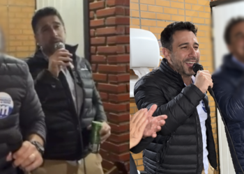 João Fadel em confraternização privada em Apiaí durante situação de emergência em Itararé