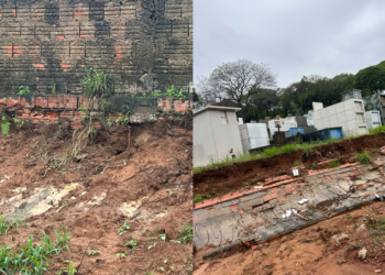 Muro do Cemitério Municipal de Itararé após desabamento registrado depois das chuvas