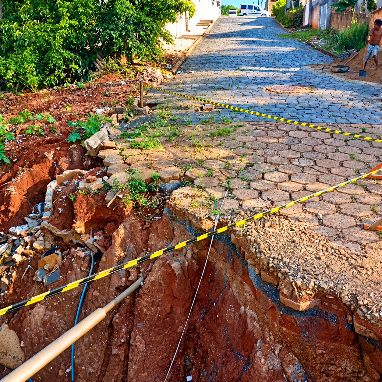Erosão junto à cabeceira da ponte da Rua Hércules Peppo em Itararé